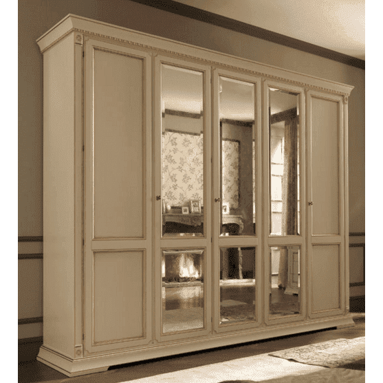 Шкаф платяной Prama Palazzo Ducale laccato, 5-ти дверный, без зеркал, цвет: белый с золотом, 280x68x240 см (71BO05AR)71BO05AR