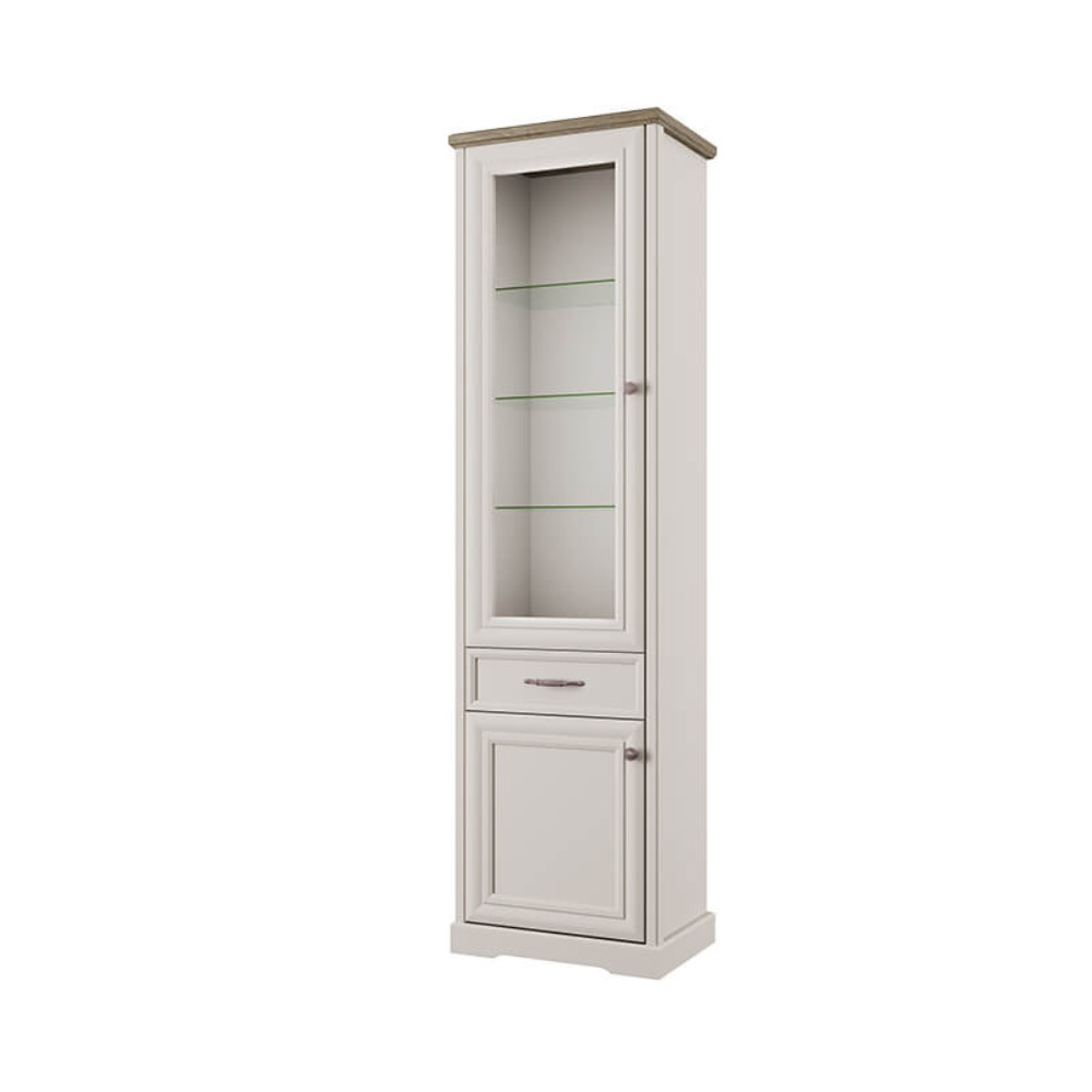 Шкаф-витрина Anrex TOSCANA NEW, Цвет ПЕРСИДСКИЙ ЖЕМЧУГ/КАНЬОН, размер 59х39х211 см, (746200)746200