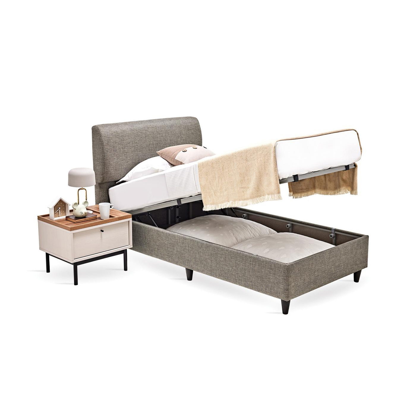 Кровать Enza Home Loreto, односпальная, с подъемным механизмом, 100x200 см Кровать Enza Home Loreto, односпальная, с подъемным механизмом, 100x200 см
