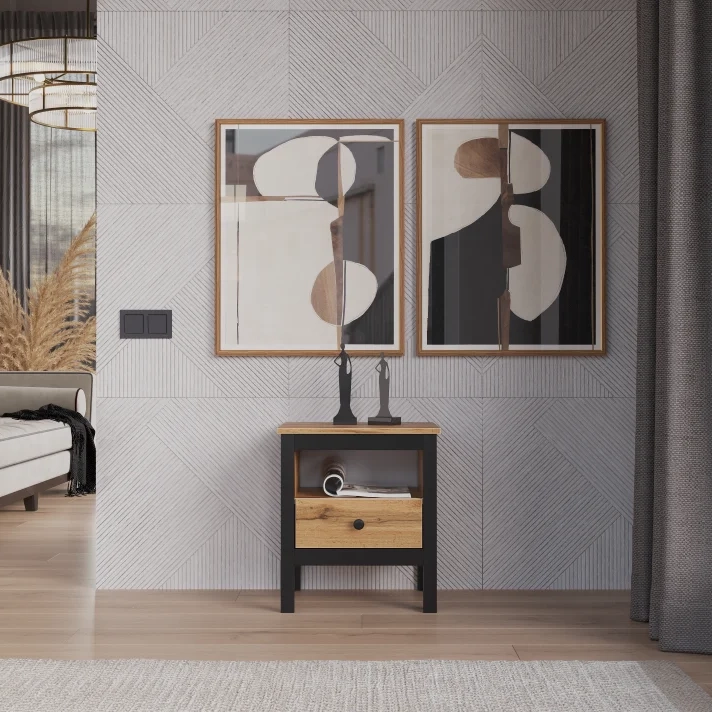 Тумба прикроватная БРВ Лофт (Loft), цвет дуб вотан, 46х39х52 см (KOM1S)KOM1S