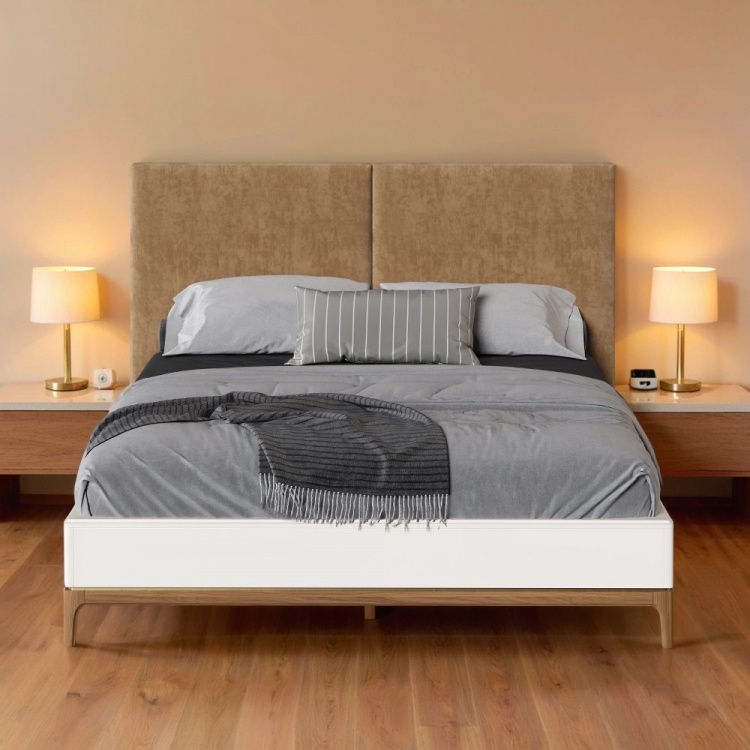 Кровать полуторная Bari White, 140x200 см, мягкая спинка, цвет: белый (BR224W)BR224W