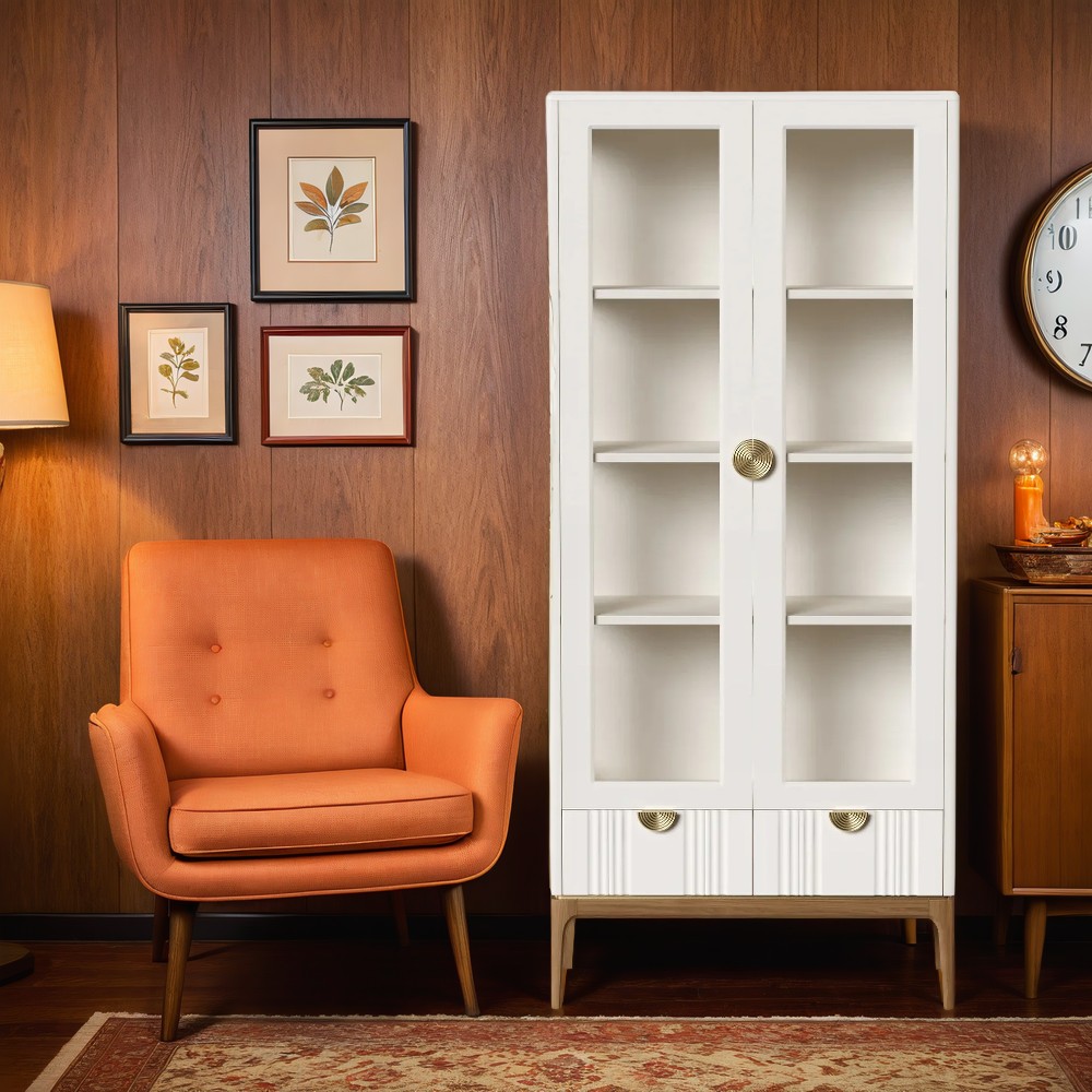 Витрина Bari White, двухдверная, 100х45х213 см, цвет: белый (BR603W)BR603W Витрина Bari White, двухдверная, 100х45х213 см, цвет: белый (BR603W)BR603W