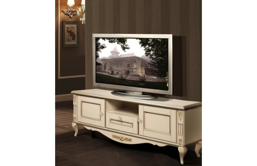 Тумба ТВ Timber Неаполь, 170x42x60 см, цвет: ваниль с золотом (Т-403/VO)T-403/VO Тумба ТВ Timber Неаполь, 170x42x60 см, цвет: ваниль с золотом (Т-403/VO)T-403/VO