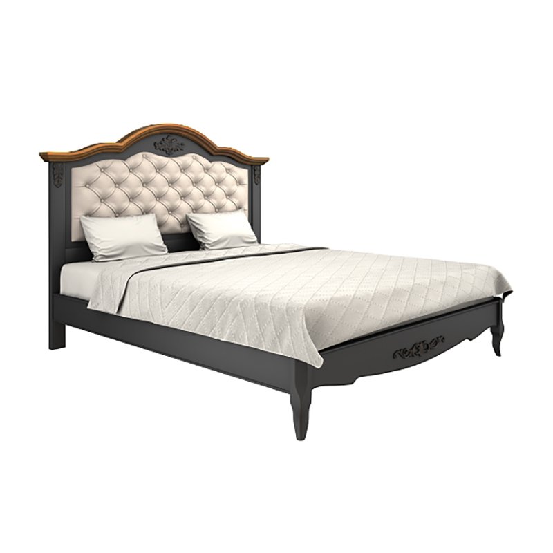 Кровать Aletan Provence Wood, двуспальная, 180x200 см, цвет: черный-дерево (B218BL)B218BL