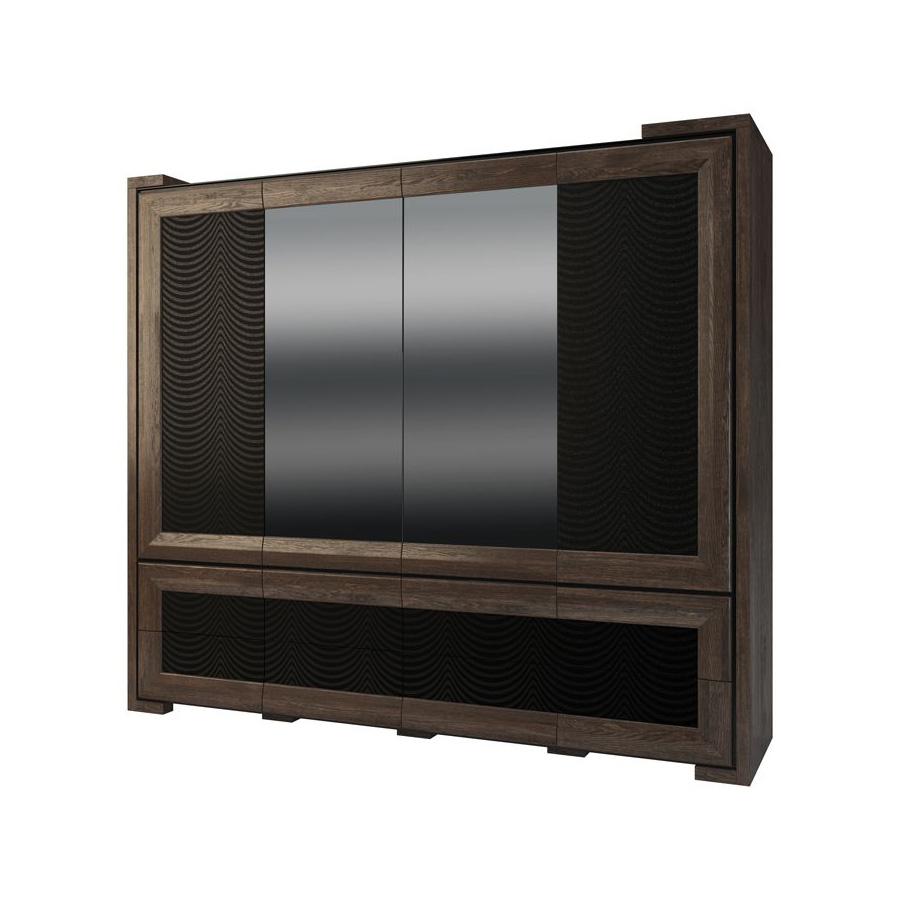 Шкаф платяной Mebin Corino, 4 дверный, размер 253х62х200, цвет: дуб натуральный/орех (Szafa 4D)Szafa 4D 