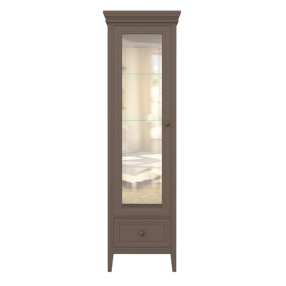 Витрина Tesoro Quartz, однодверная, с зеркалом, левая, 65х40х211,5 см, цвет: кварц (T601LQU)T601LQU