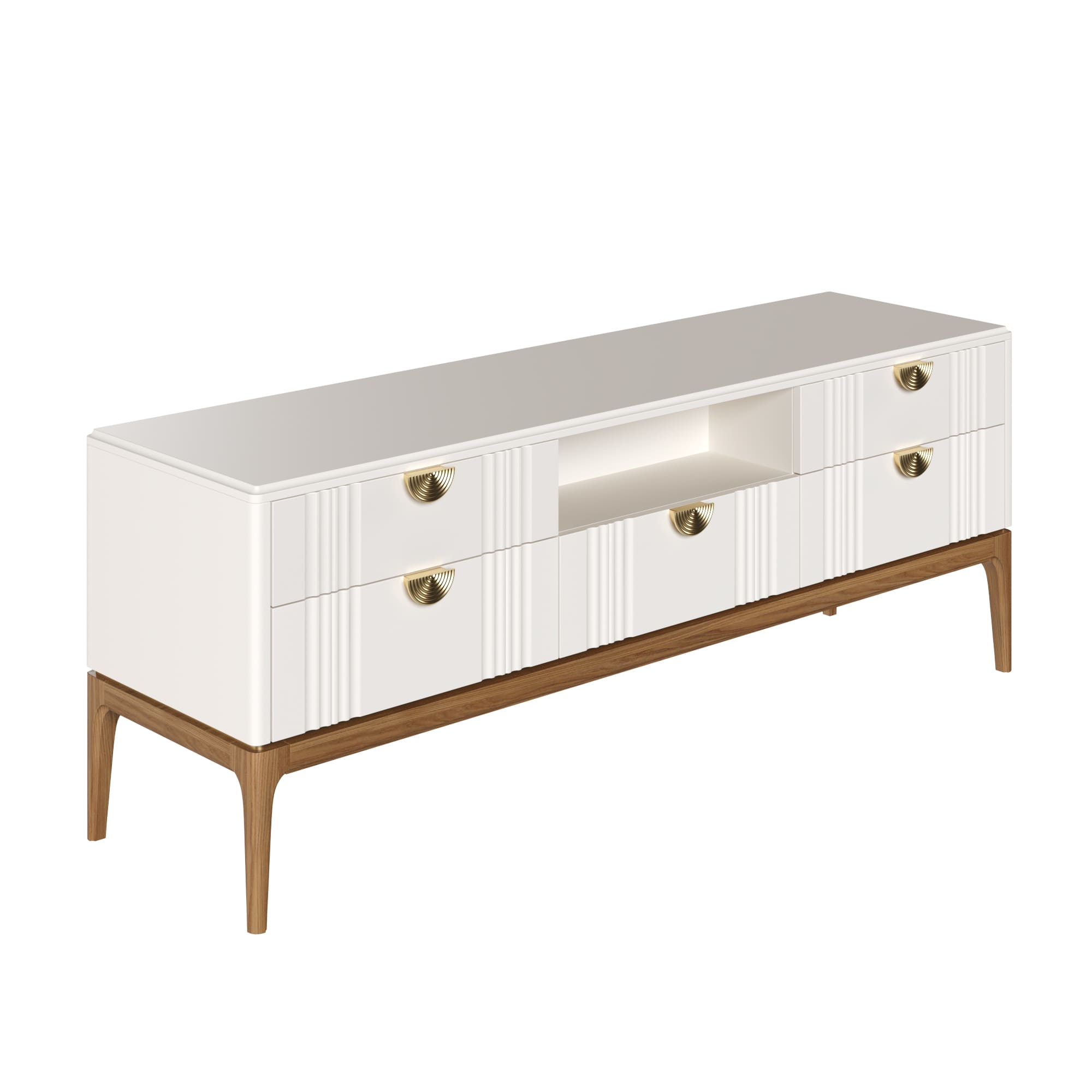 Тумба под телевизор Bari White, широкая, 180x45x62 см, цвет: белый (BR305W)BR305W Тумба под телевизор Bari White, широкая, 180x45x62 см, цвет: белый (BR305W)BR305W