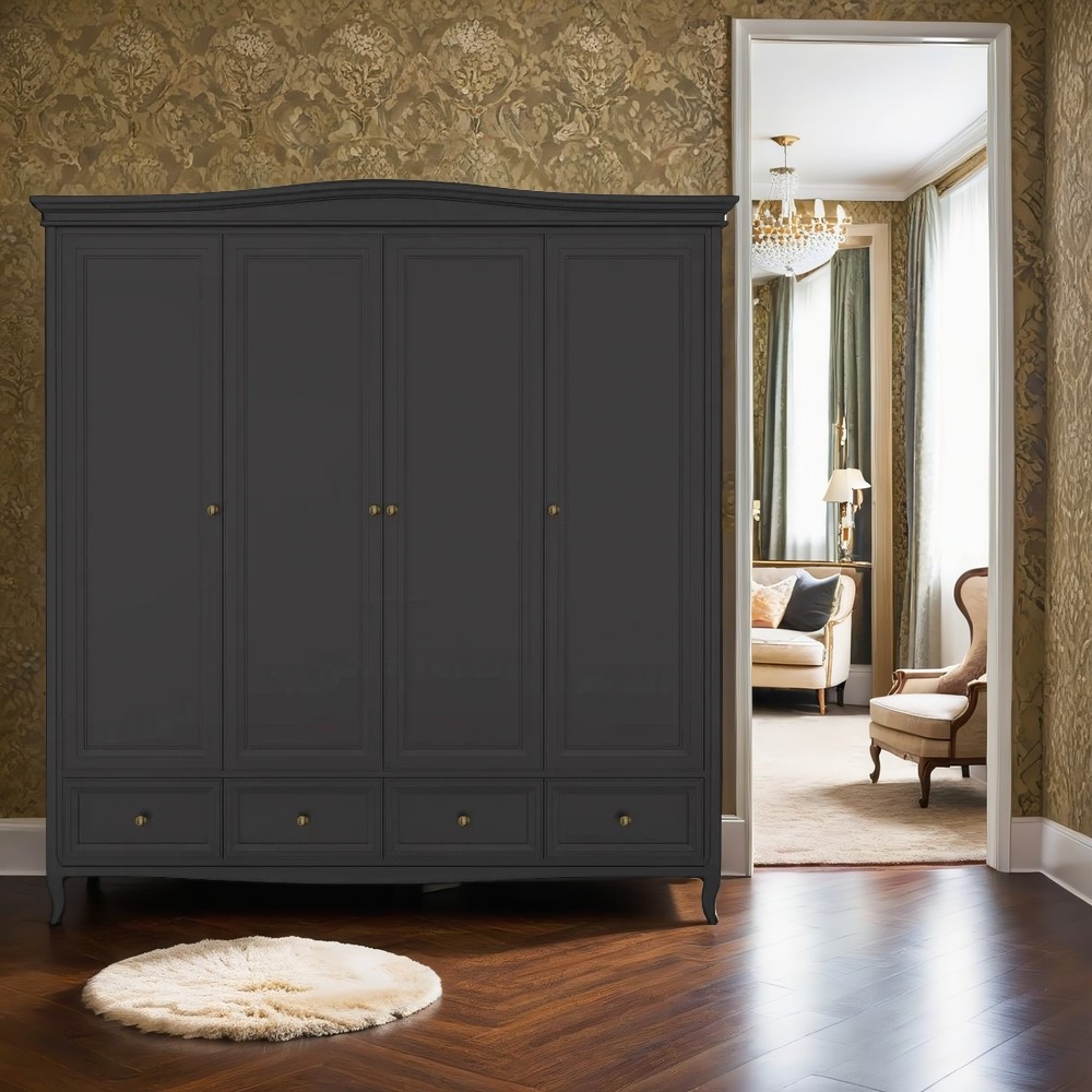 Шкаф 4-х дверный Aletan Majessa, 197х58х211 см, цвет: чёрный (M804BL )M804BL Шкаф 4-х дверный Aletan Majessa, 197х58х211 см, цвет: чёрный (M804BL )M804BL