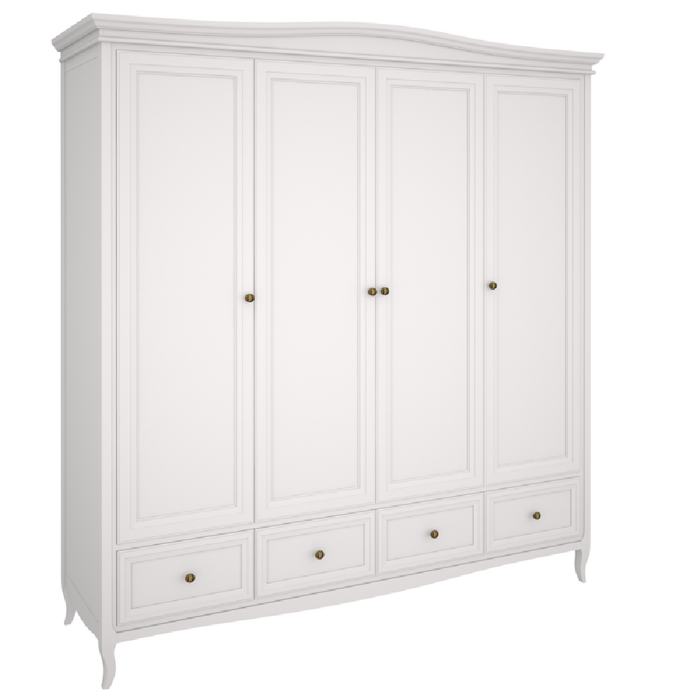Шкаф 4-х дверный Aletan Majessa, 197х58х211 см, цвет: белый (M804W)M804W Шкаф 4-х дверный Aletan Majessa, 197х58х211 см, цвет: белый (M804W)M804W