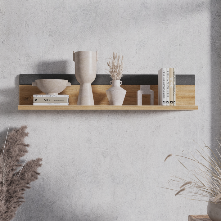 Полка БРВ Грейс (Grace), цвет дуб наварра/графит, 98х20х20 см (POL98)POL98