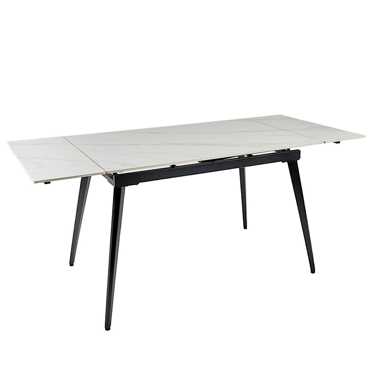 Стол обеденный La Alta White Marble Matt 120, раскладной с керамической столешницей, размер: 120(180)x80x76 см (DTM0101CS-120WMM-MBL)DTM0101CS-120WMM-MBL