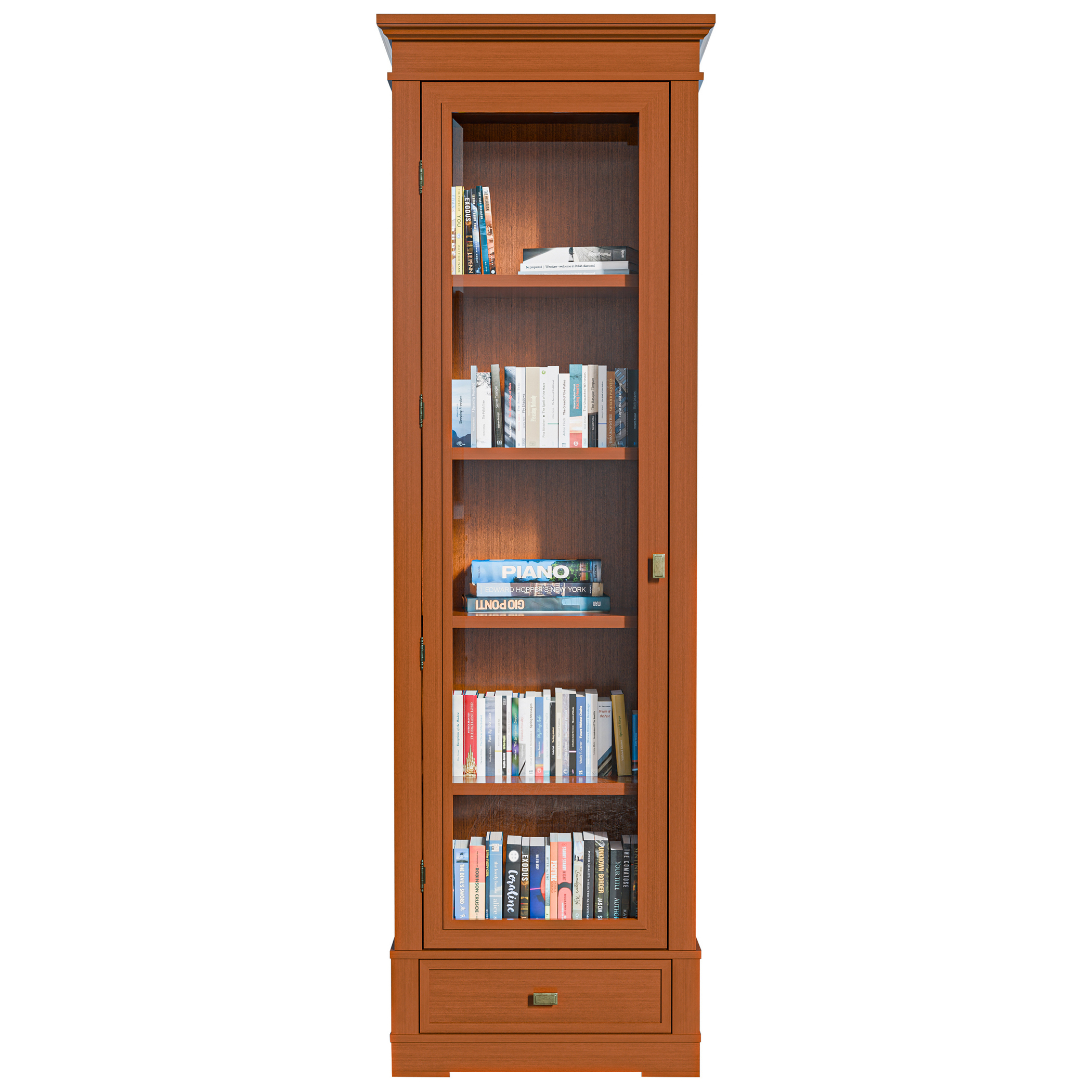 Шкаф книжный Валенсия, размер 71х40х218 см, цвет: черешня (M2009)M2009 Шкаф книжный Валенсия, размер 71х40х218 см, цвет: черешня (M2009)M2009