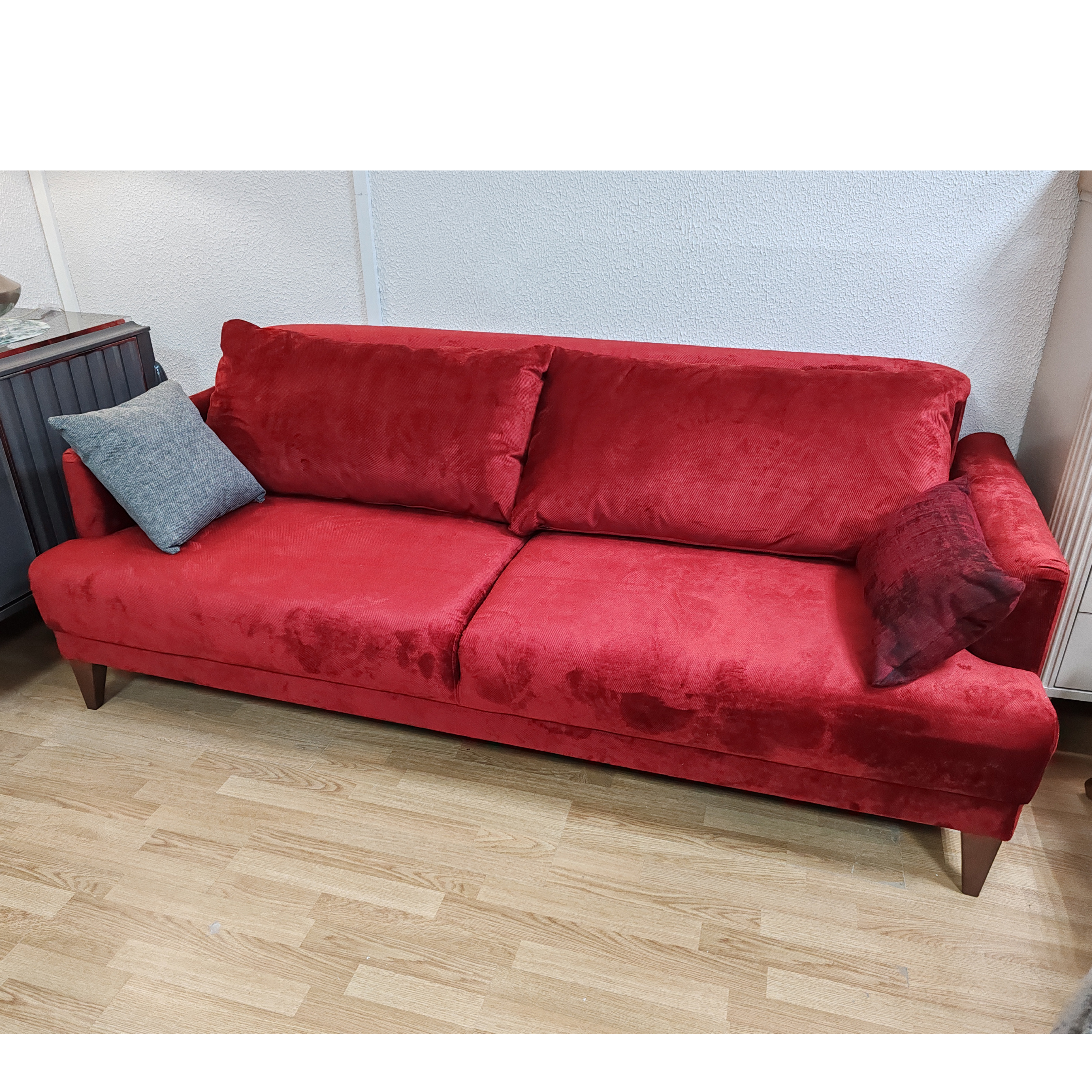 Диван-кровать Enza Home Fiore, трёхместный, ткань 2026 10404 Burgundy, размер 215х103х82 см, экспо