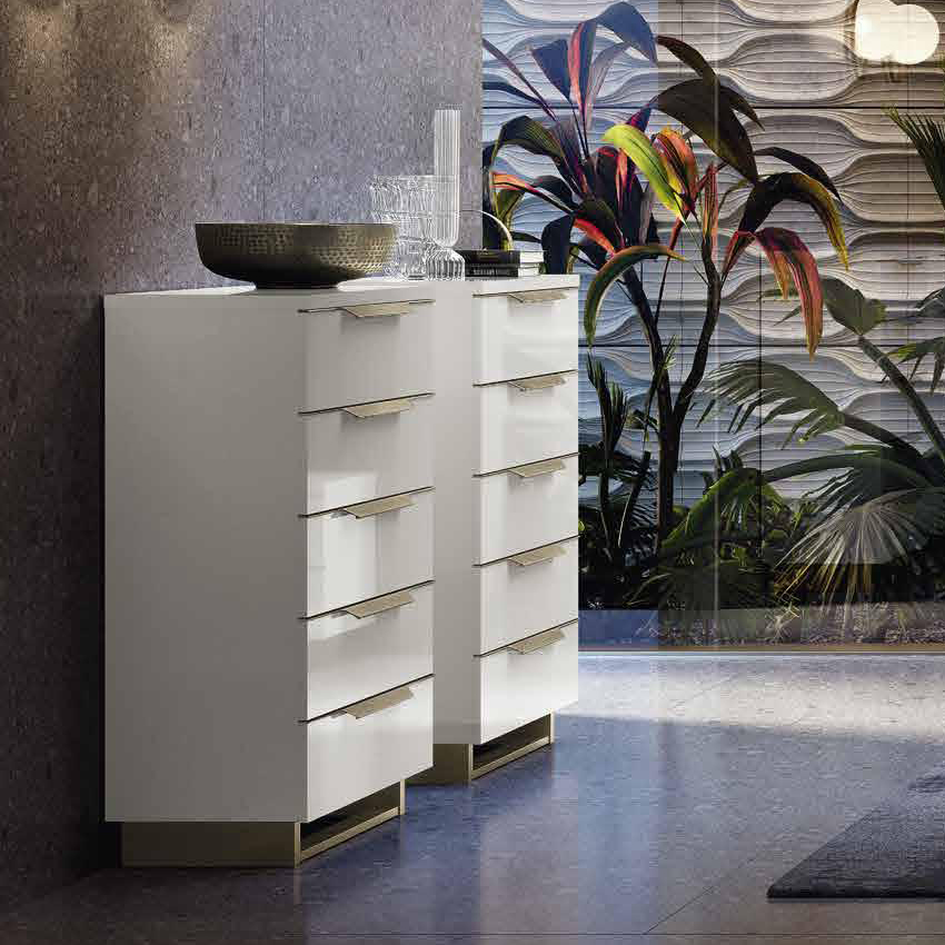 Комод Camelgroup Smart Bianco, высокий, цвет: белый лак, 75x42x118 см (162SET.01BI)162SET.01BI