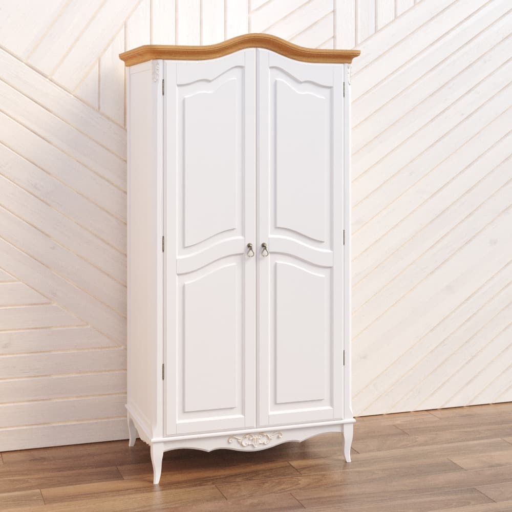 Шкаф платяной Aletan Provence Wood, 2-х дверный, цвет: слоновая кость-дерево 107х66х223 см (W802)W802