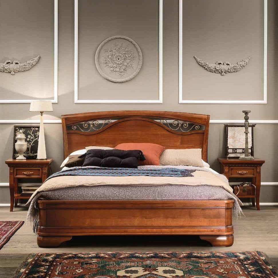 Кровать Prama Palazzo Ducale ciliegio, двуспальная, изголовье с ковкой, без изножья, цвет: вишня, 180x200 см (71CI55LT)71CI55LT
