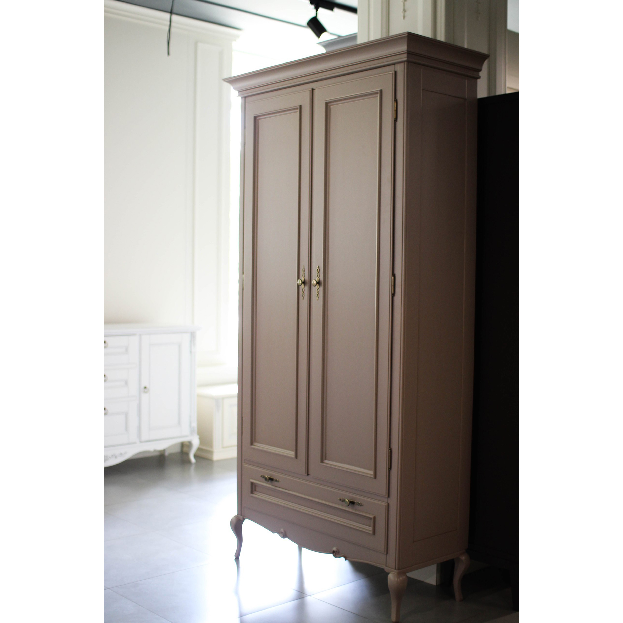 Шкаф Timber Портофино, 2х-дверный, с ящиком, 107х44х222 см, цвет: кремовый (Т-572) ҁТ-572