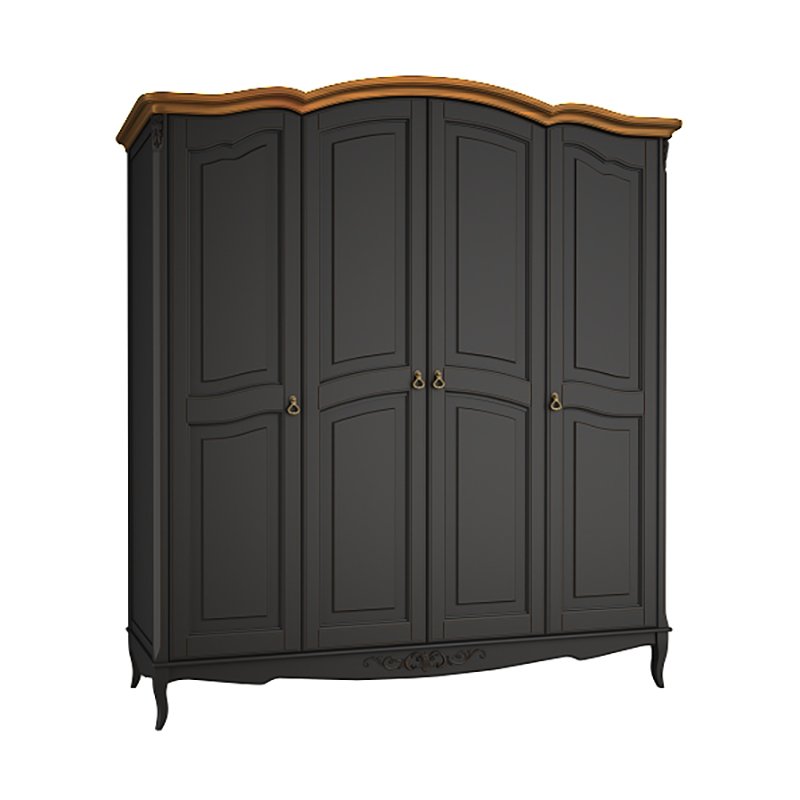 Шкаф платяной Aletan Provence Wood, 4-х дверный, цвет: черный-дерево 209х66х226 см (W804BL)W804BL