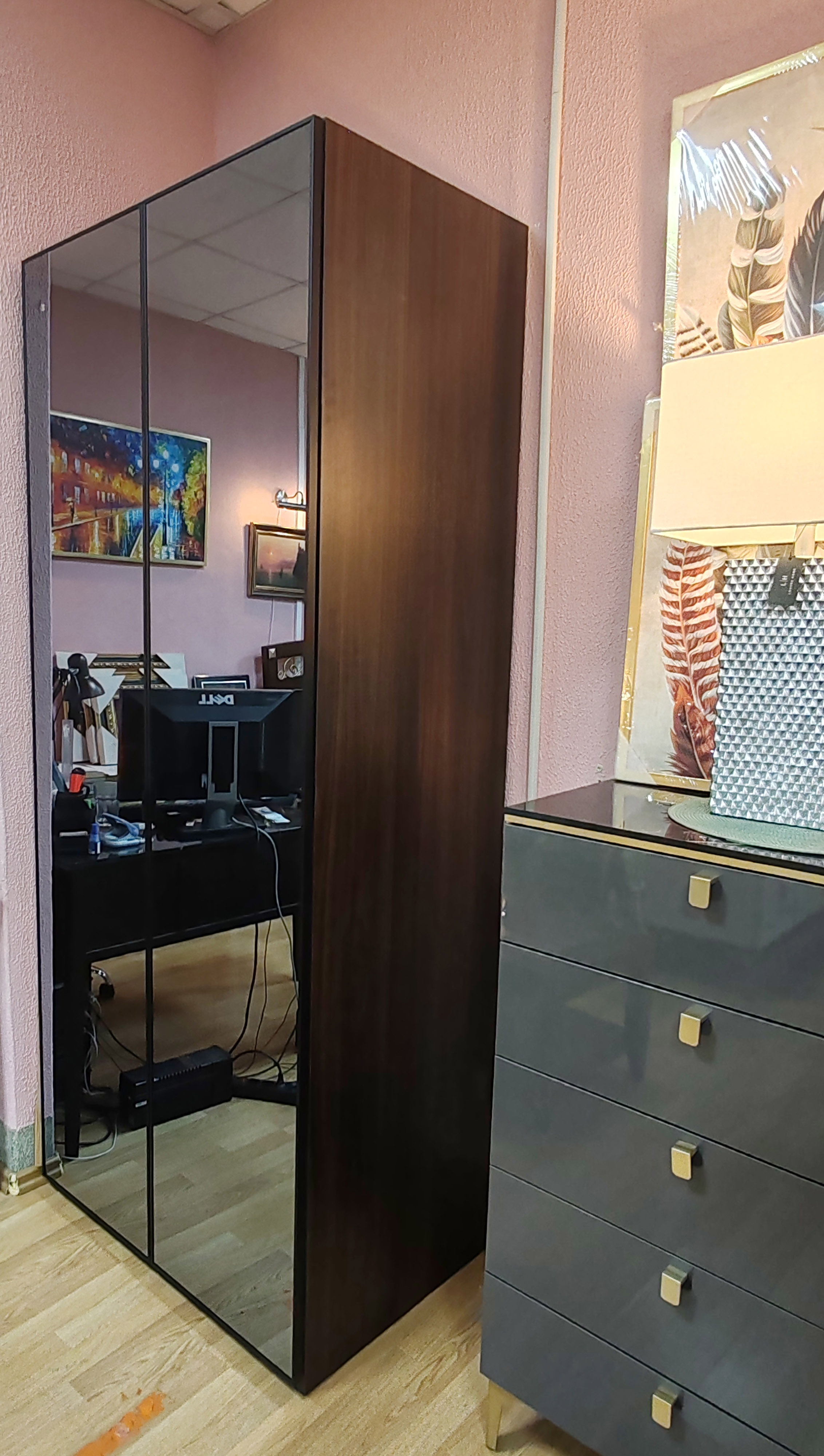 Шкаф платяной Enza Home Parma, 2-дверный, со стеклянными дверцами, размер 90x61x222 см55555000002852 Шкаф платяной Enza Home Parma, 2-дверный, со стеклянными дверцами, размер 90x61x222 см55555000002852