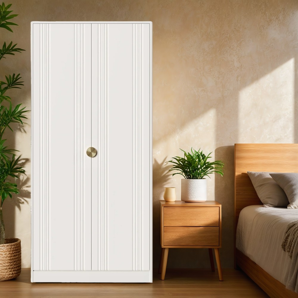 Шкаф платяной Bari White, двухдверный, 108х60х230 см, цвет: белый (BR802W)BR802W Шкаф платяной Bari White, двухдверный, 108х60х230 см, цвет: белый (BR802W)BR802W