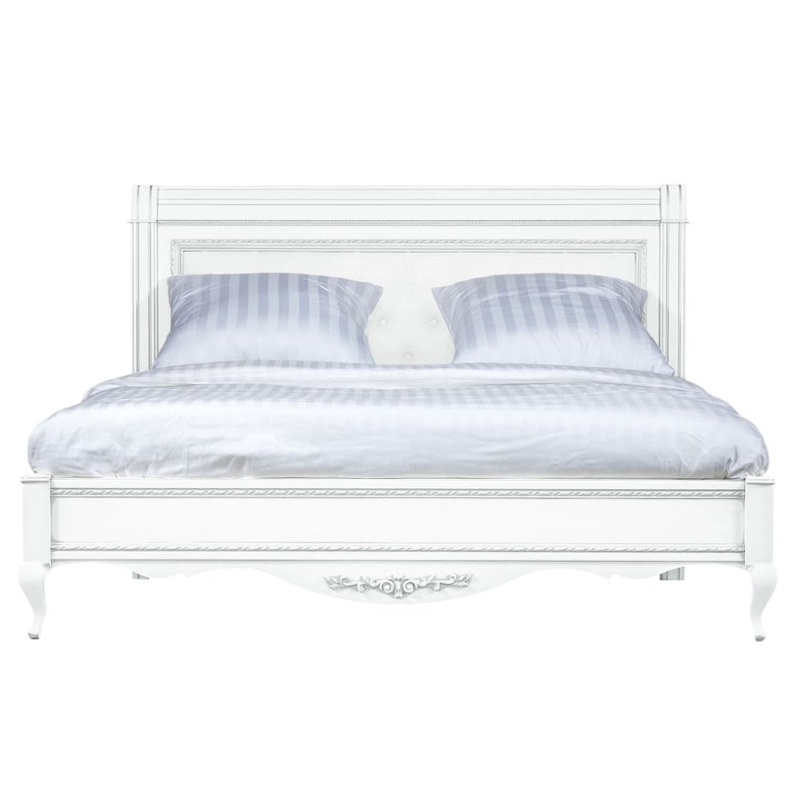 Кровать Timber Неаполь, двуспальная с мягким изголовьем 180x200 см, цвет: белый с серебром (Т-528/BA)Т-528