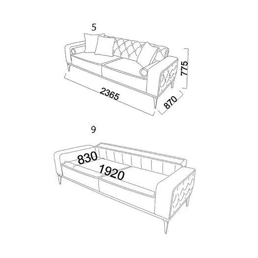 Диван Bellona Loretto, 3-х местный, антрацит, размер 237x87x78 см (LORET-03)LORET-03 Диван Bellona Loretto, 3-х местный, антрацит, размер 237x87x78 см (LORET-03)LORET-03