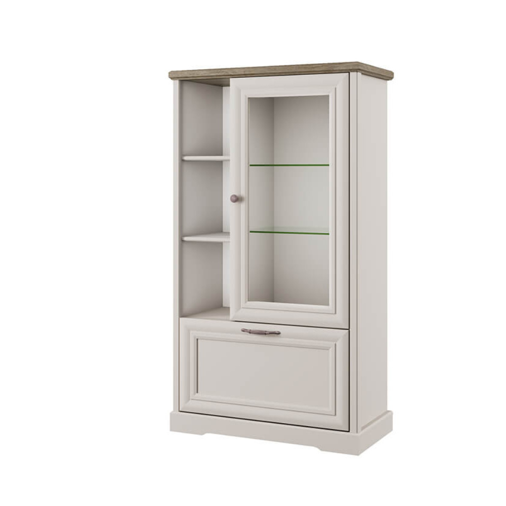 Шкаф-витрина Anrex TOSCANA NEW, Цвет ПЕРСИДСКИЙ ЖЕМЧУГ/КАНЬОН, размер 82х39х145 см, (746153)746153