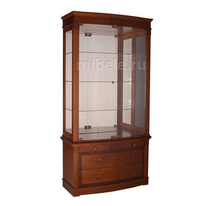Витрина Panamar Classico на тумбе, цвет: орех|черешня, 102x46x201 см (805.001.P+835.000.P)805.001.P+835.000.P