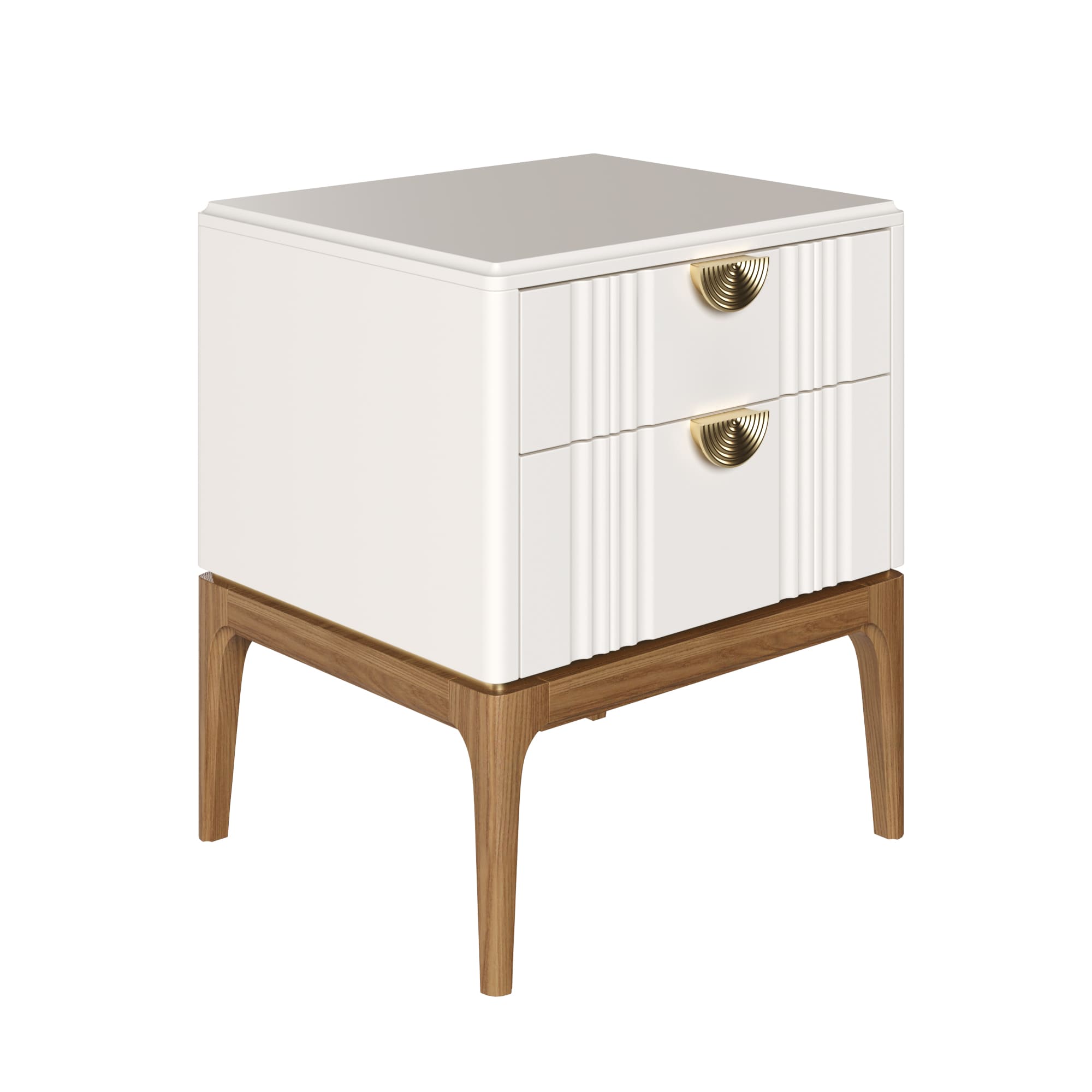 Тумбочка прикроватная Bari White, 2 ящика, 52х45х62 см, цвет: белый (BR302W)BR302W Тумбочка прикроватная Bari White, 2 ящика, 52х45х62 см, цвет: белый (BR302W)BR302W