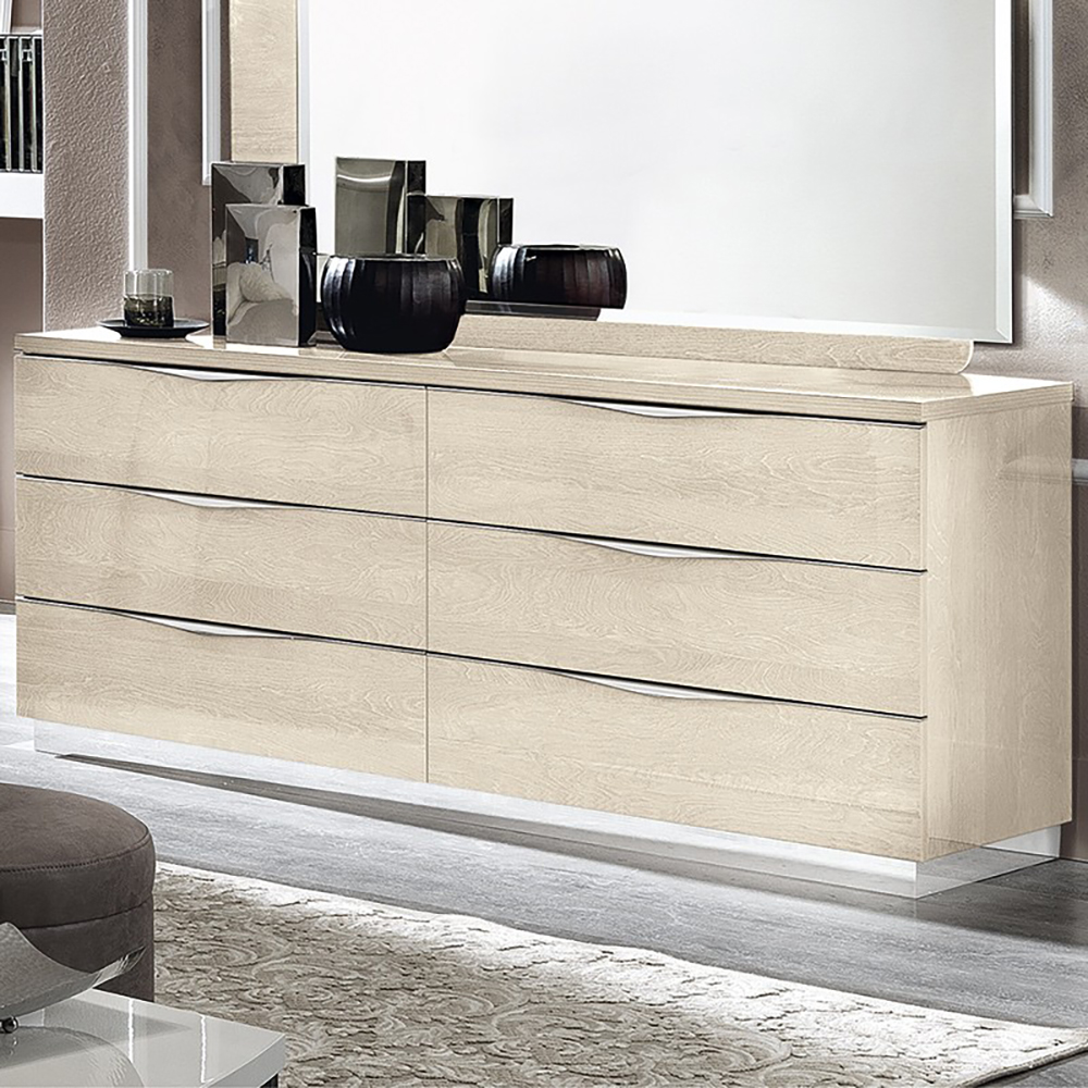 Комод 6 ящиков Camelgroup Platinum sabbia, цвет: янтарная береза, 173x49x75 см (136CMD.03BS)136CMD.03BS