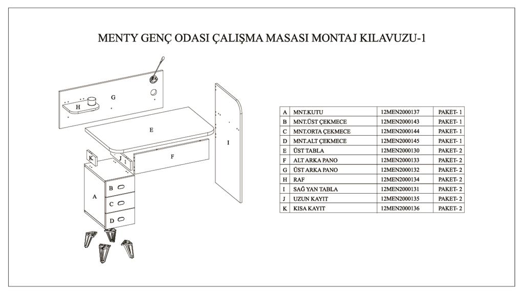 Стол письменный Bellona Menty, цвет: пудра, размер 109х62х101 см (MENTY-14TP)MENTY-14TP