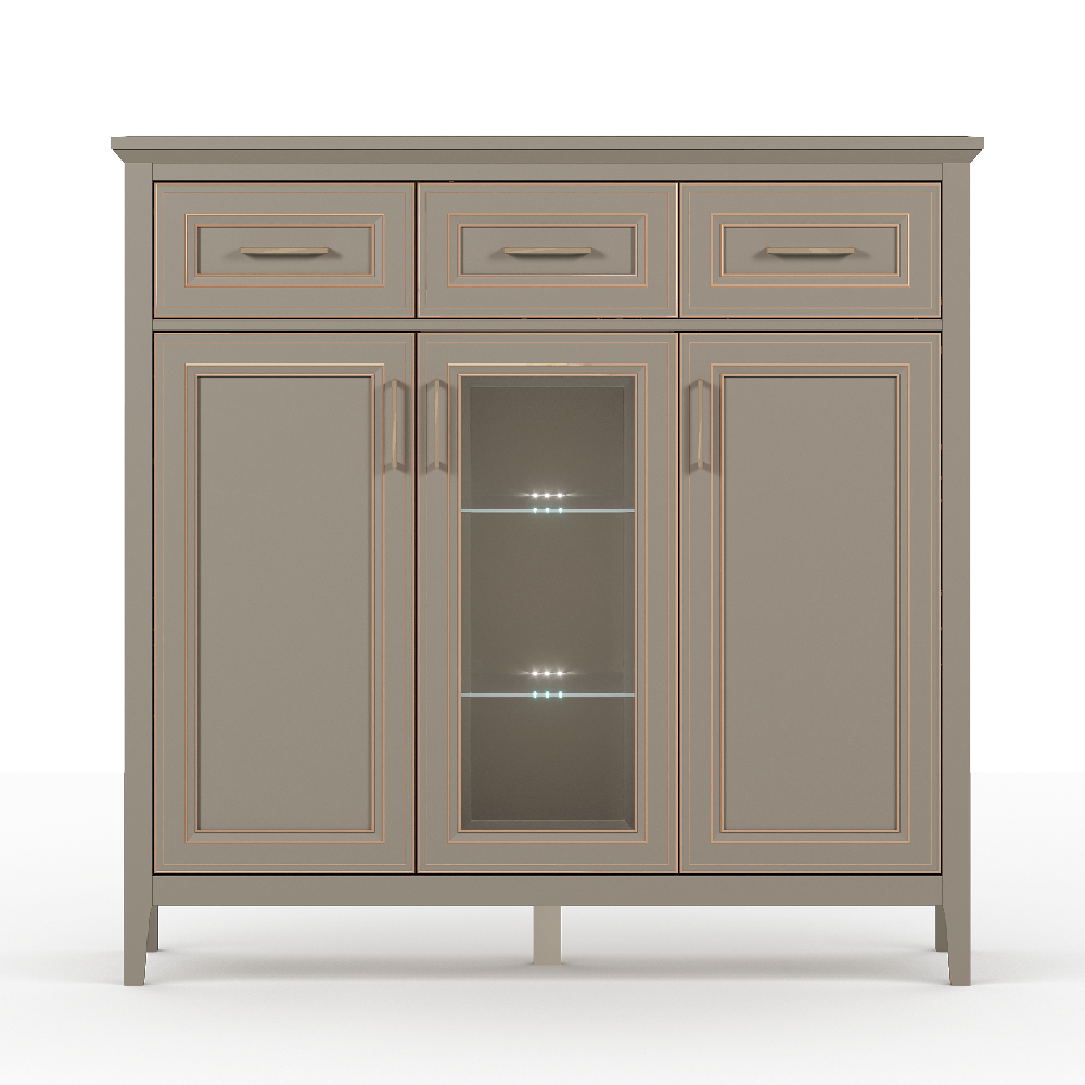 Витрина c подсветкой БРВ Классик (Classic), 136x40x133 см, цвет: глиняный серый (KOM1W2D3S)KOM1W2D3S