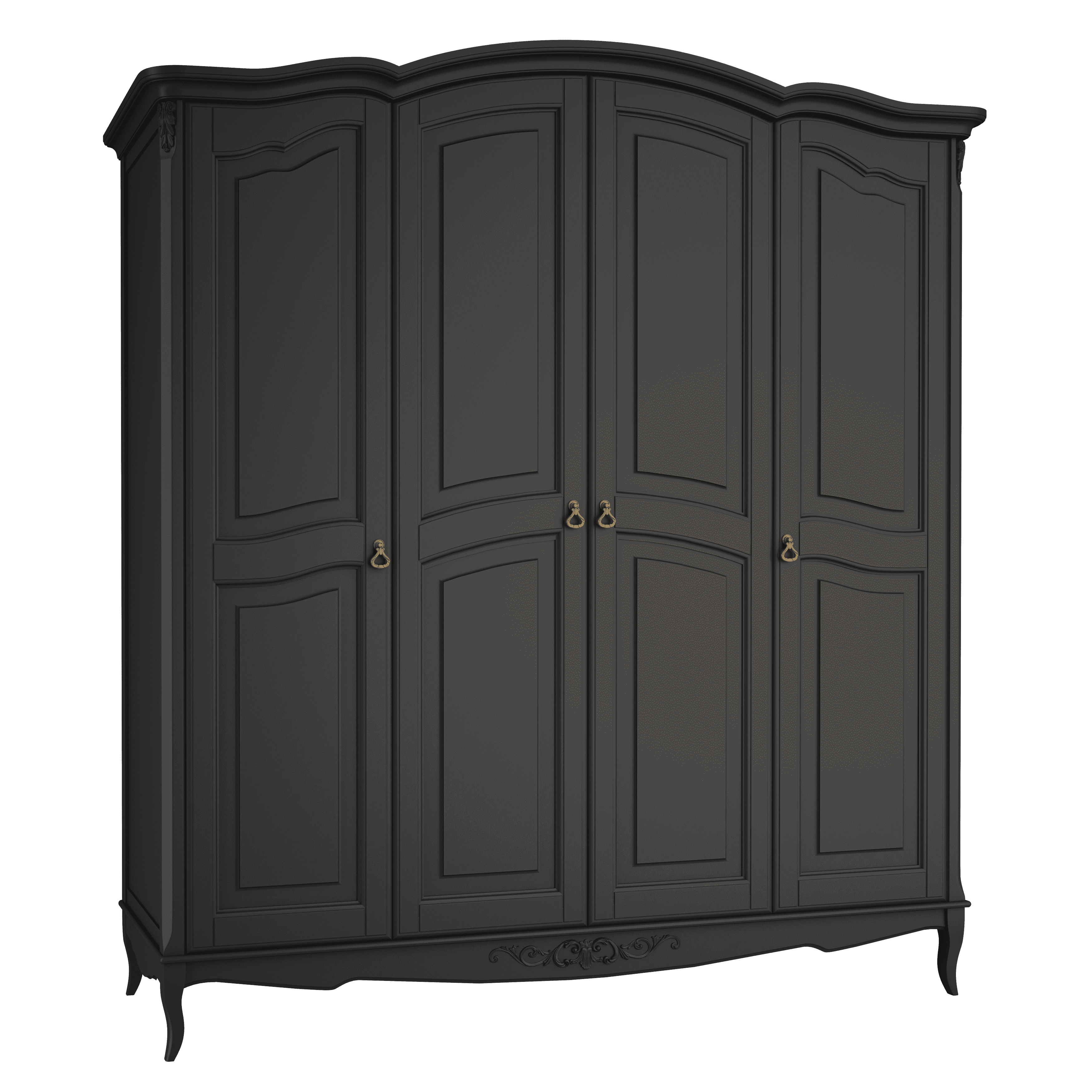 Шкаф платяной Aletan Provence, 4-х дверный, цвет: черный, размер 209х66х226 см (B804BL)B804BL