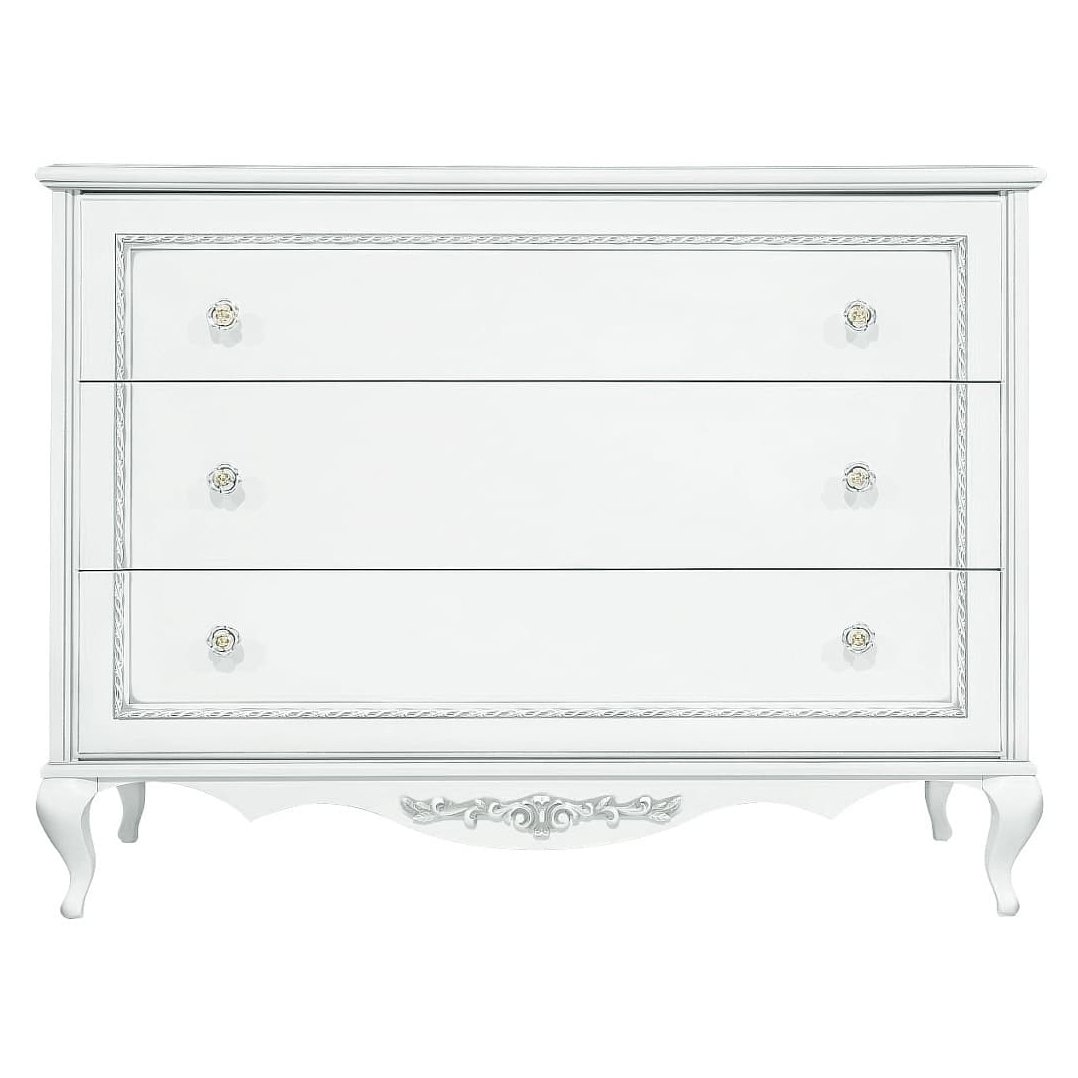 Комод Timber Неаполь, 125x47x95 см, цвет: белый с серебром (Т-459/BA)T-459/BA Комод Timber Неаполь, 125x47x95 см, цвет: белый с серебром (Т-459/BA)T-459/BA