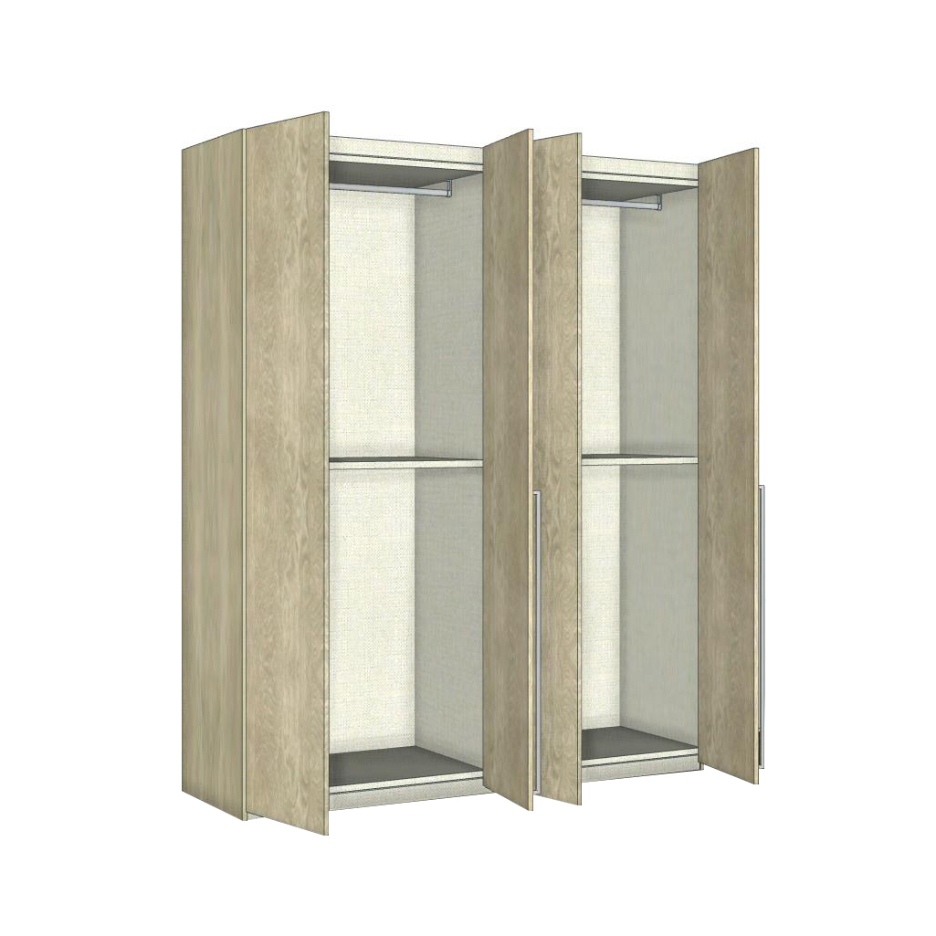 Шкаф платяной Ambra, 4-х дверный, без зеркал, цвет: янтарная береза, 186x61x228 см (148AR4.03AV)148AR4.03AV