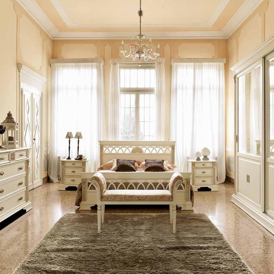 Кровать Claudio Saoncella Puccini, двуспальная 180x200 см, цвет: белый с золотом (44572-PL70)44572-PL70