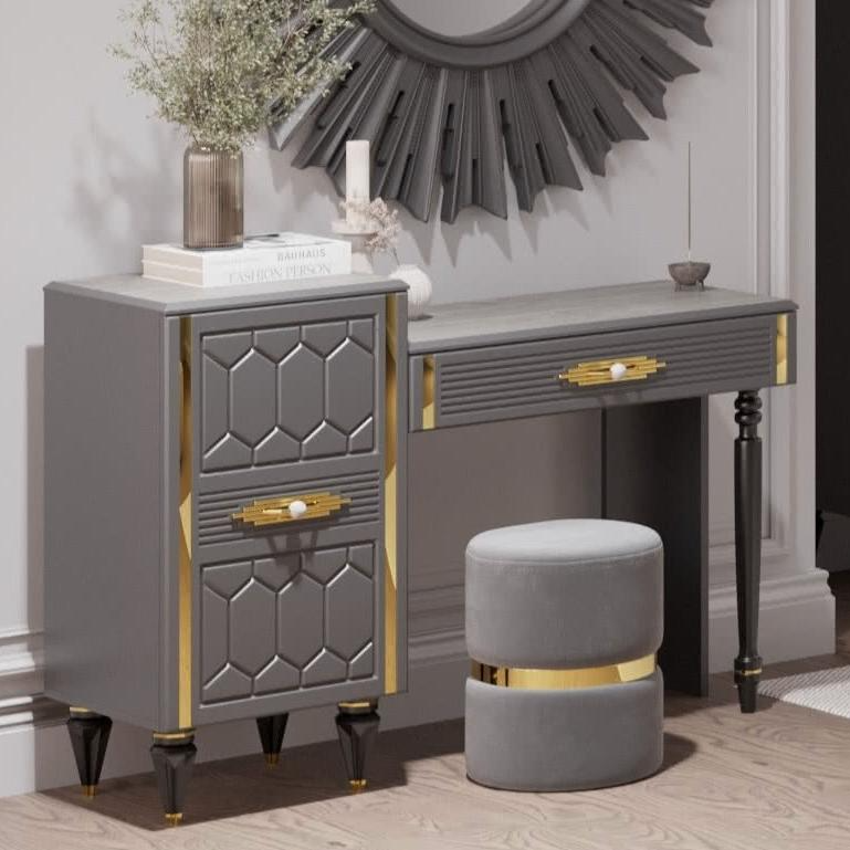 Стол туалетный Веллона Алено, цвет: графит с золотом, 116x40x80 см (ВЕЛСМР-06)ВЕЛСМР-06