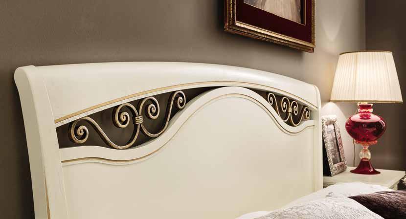 Кровать Prama Palazzo Ducale laccato, двуспальная, изголовье с ковкой, с изножьем, цвет: белый с золотом, 180x200 см (71BO45LT)71BO45LT