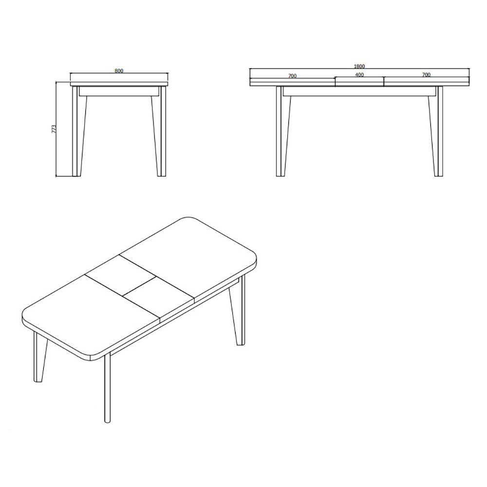 Стол обеденный Bellona Monreal, мини, раскладной, размер 140(180)x80x77 см (MONR-14A) остаткиMONR-14A