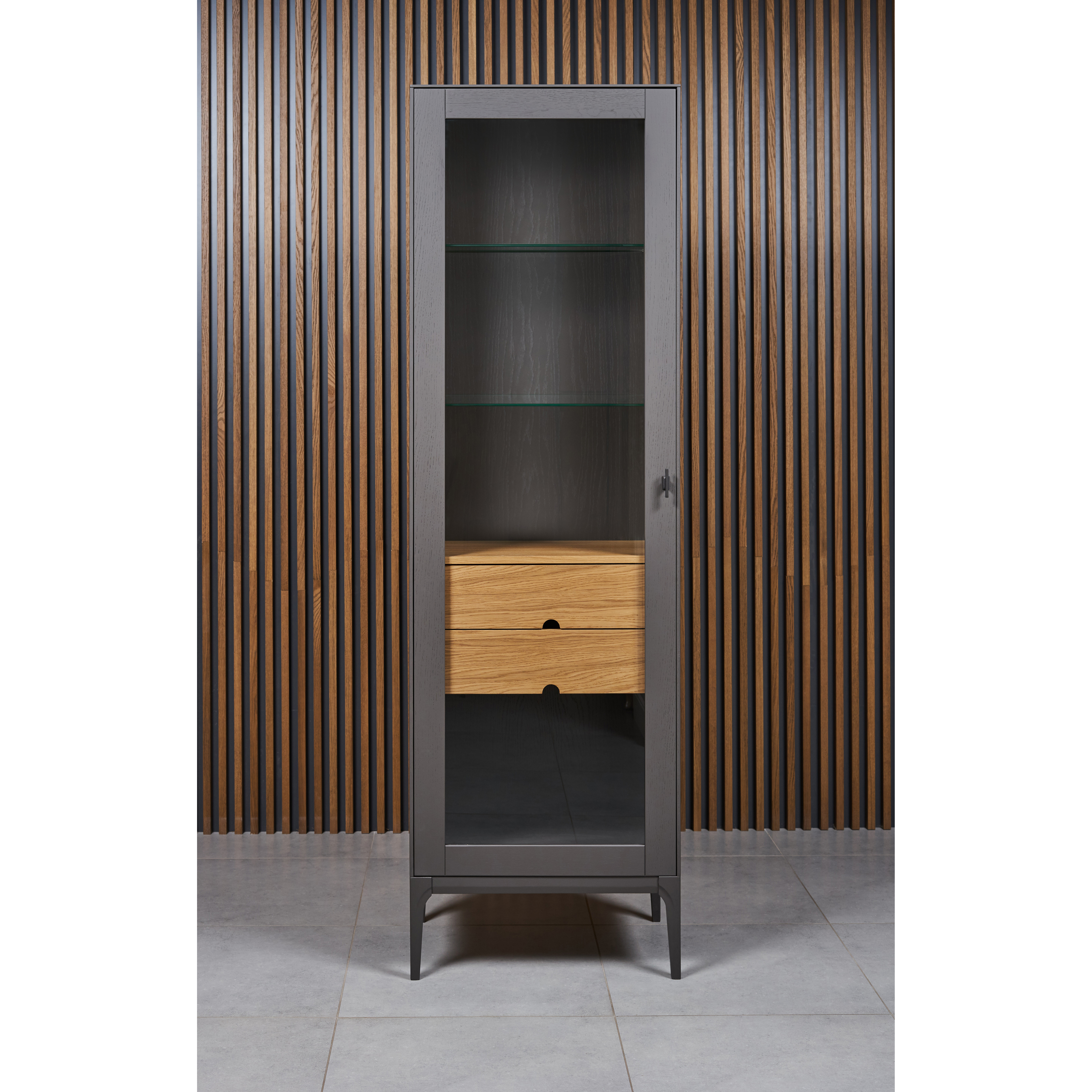 Витрина Timber Верона, однодверная левая, с ящиками, цвет: Мокко, 62х42х204 см (Т-801L/M)Т-801L/M
