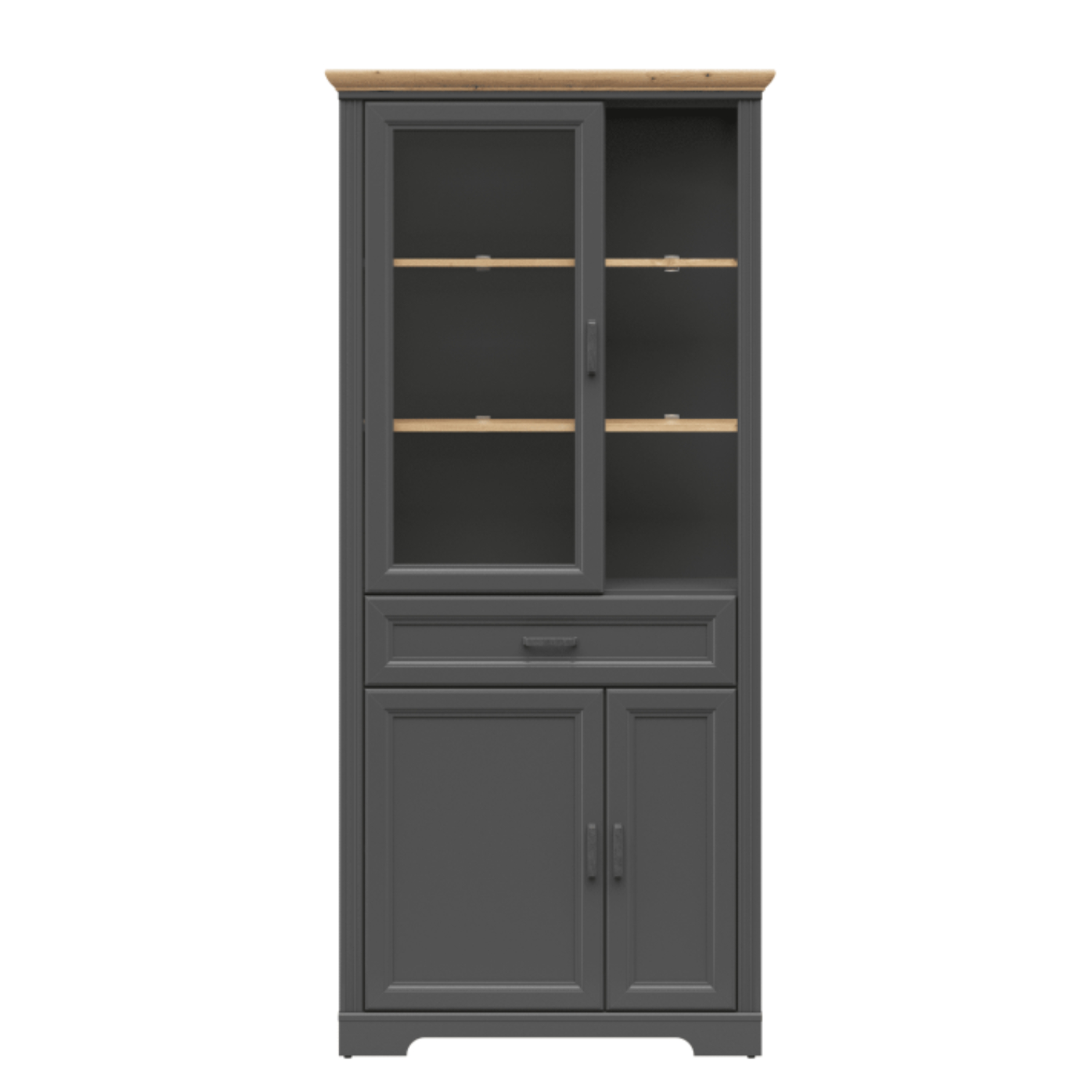 Витрина БРВ Жасмин (Jasmin), цвет: графит/дуб артизан, размер 93х41х204 см (REG1W2D1S)REG1W2D1S