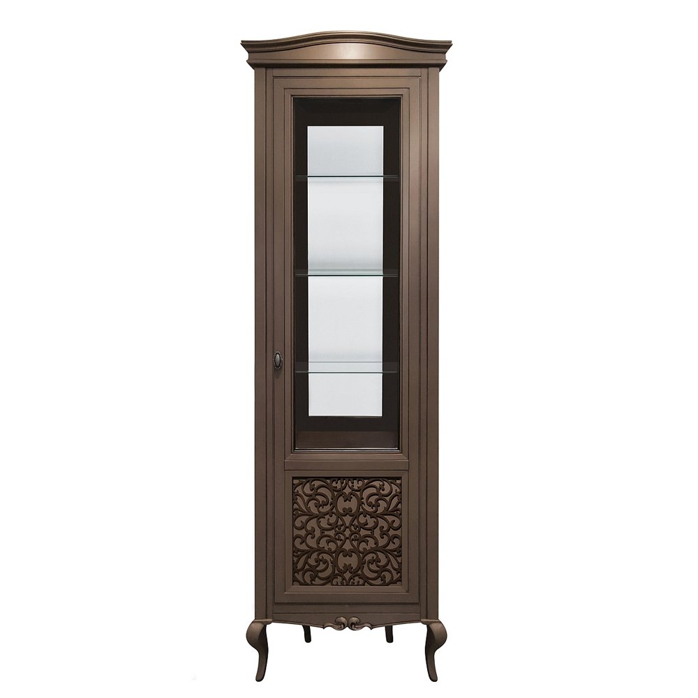 Витрина Timber Портофино, однодверная, правая, с декором, цвет: кофейный (Т-501RД/QUMA)Т-501RД/QUMA