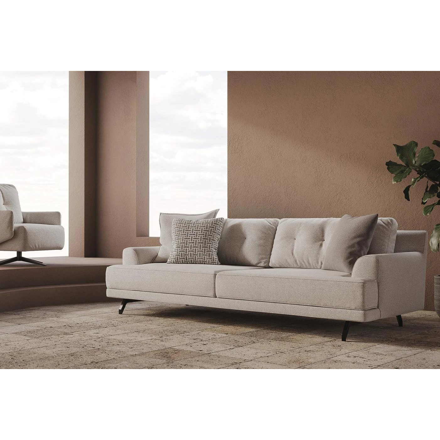 Диван Enza Home Milan, трехместный, бежевый, размер 250х108х82 см Диван Enza Home Milan, трехместный, бежевый, размер 250х108х82 см