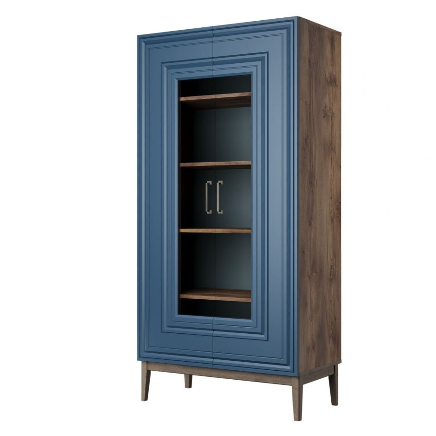 Шкаф витрина Bravo Гориция, двухдверный, цвет: сапфировый, размер 89х46х180 см