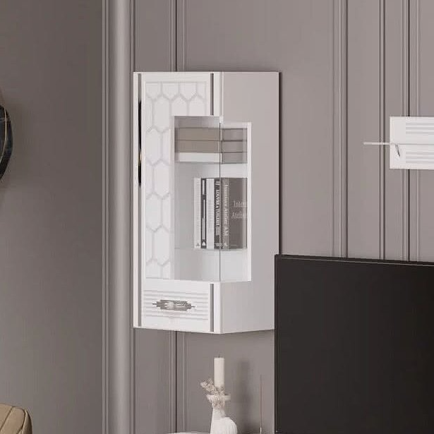 Шкаф навесной Веллона Алено, цвет: белый с серебром, 40x5x90 см (ВЕЛГМР-05)ВЕЛГМР-05