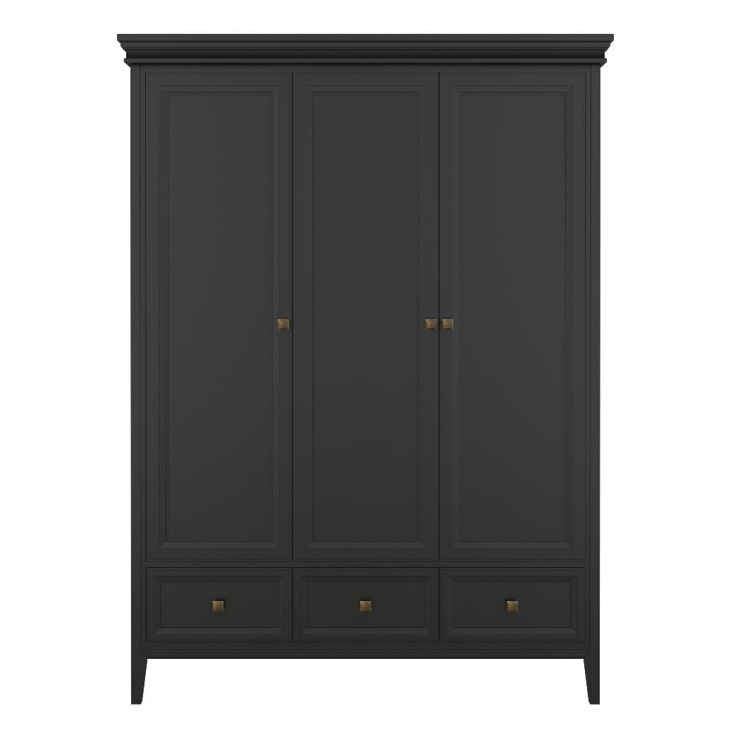 Шкаф платяной Tesoro Black, трехдверный, 153х58х206 см, цвет: черный (T803BL)T803BL
