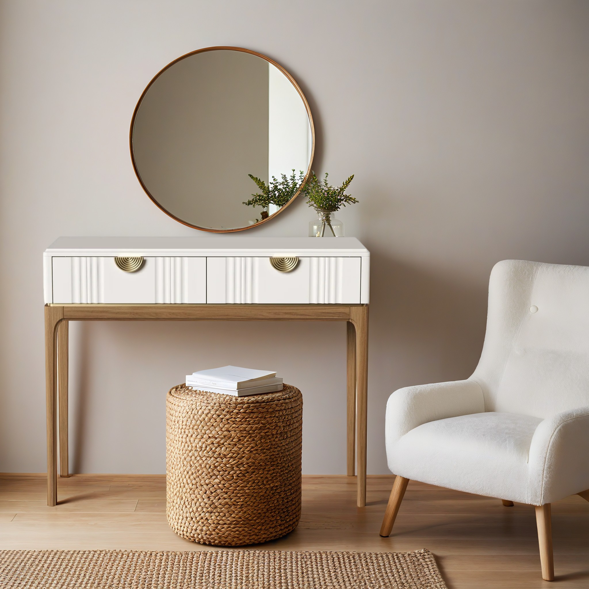 Консоль Bari White, 2 ящика, 107х40х79 см, цвет: белый (BR902W)BR902W Консоль Bari White, 2 ящика, 107х40х79 см, цвет: белый (BR902W)BR902W