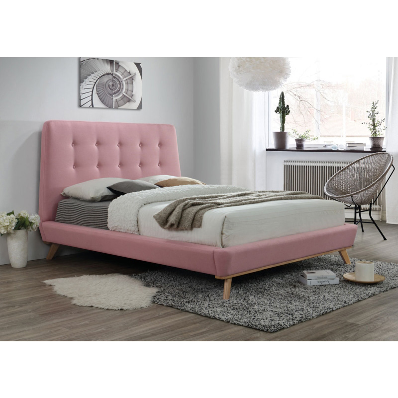 Кровать SIGNAL DONA, розовый / дуб, 160x200, тк. 58, размер 181х219х12312469