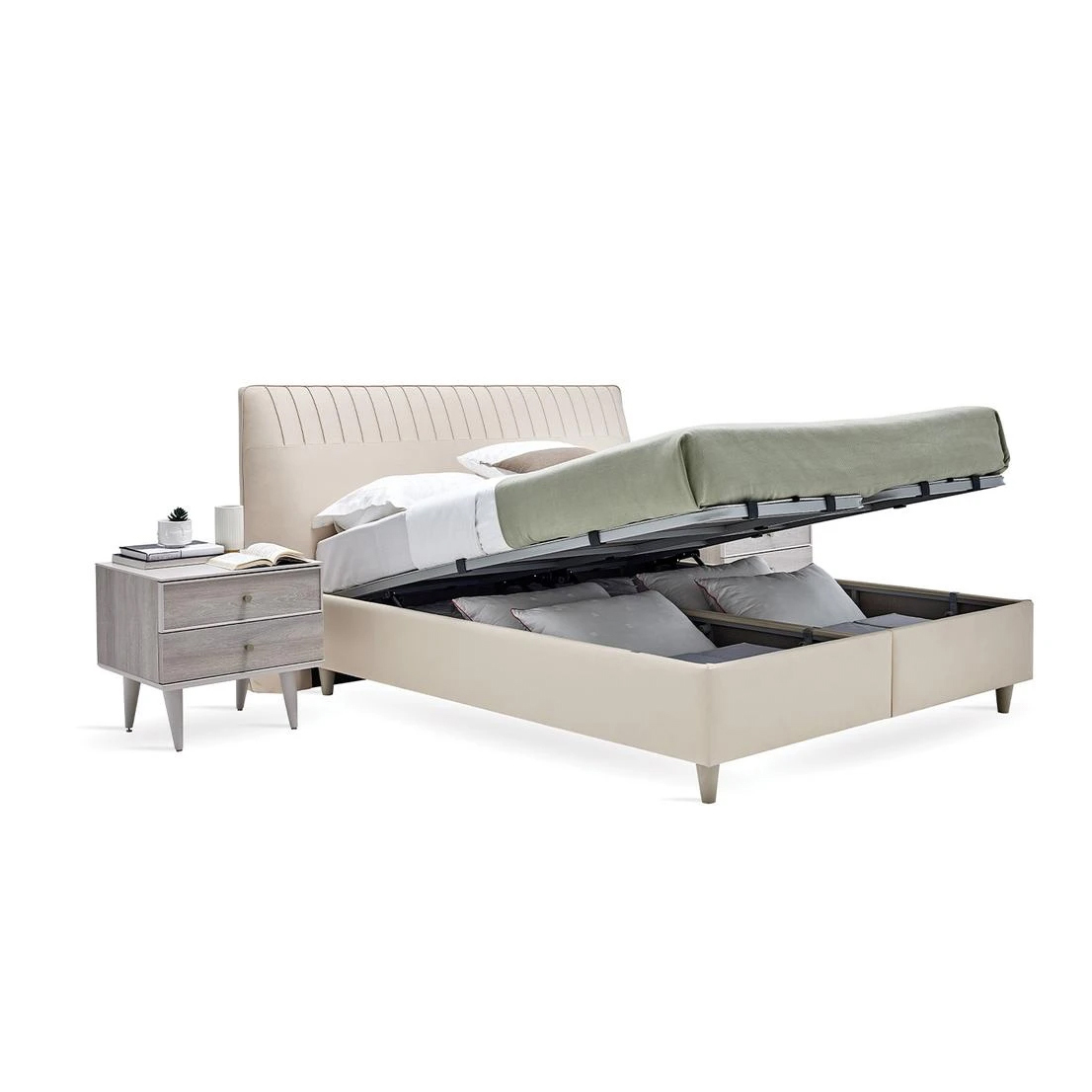 Кровать Enza Home Basel, 180х200 см, с подъемным механизмом, кремовый 3001-K1-52102 (EH59536+EH59555)EH59536+EH59555