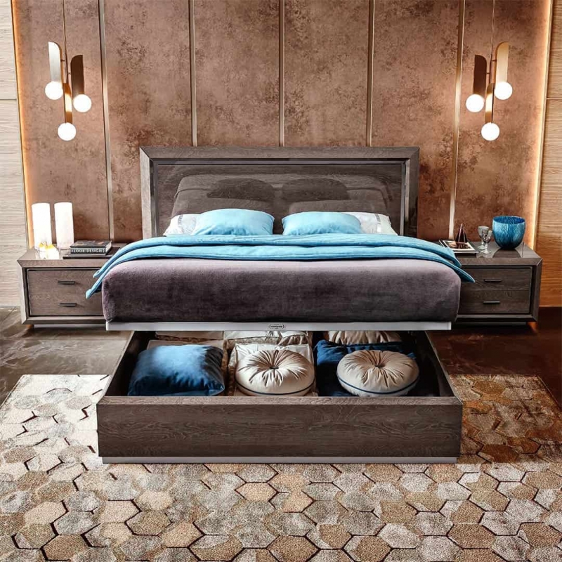 Кровать Camelgroup Elite silver, двуспальная, с подъемным механизмом, 160х200 см, цвет: серебристая береза (165LET.03PL)165LET.03PL
